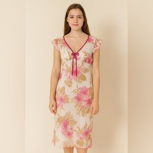 Y2K Floral V-neck flutter sleeve midi floral dress Juniors 11